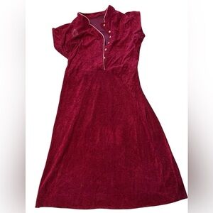 Vintage Elegant Red Terrycloth Towel Dress